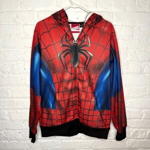 Mad Engine Marvel Mens Small Spiderman Full Zip Mask Hoodie Costume Or Daily‎